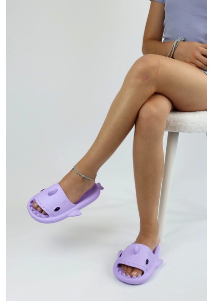 WG500 Köpekbalığı Mor Unisex Tam Ortopedik Terlik Shark Slides