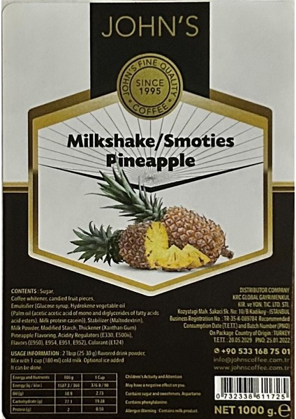 John's Ananas Meyve Taneli Milkshake Tozu 250 gr fiyatları