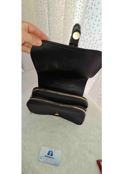 Siyah Çok Gözlü Askılı Çanta fiyatları