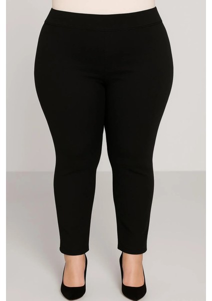 Büyük Beden Beli Lastili Dar Paça Kot Pantolon