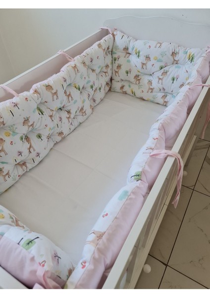 70X140 Beşik Uyumlu 4 Parça Beşik Kenar Koruma Takımı – %100 Pamuk – Yıkanabilir
