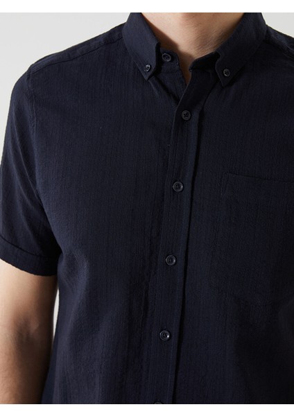 Yeni Sezon Regular Fit Kisa Kollu Armurlu Erkek Dokulu Gomlek - S5FF96Z8