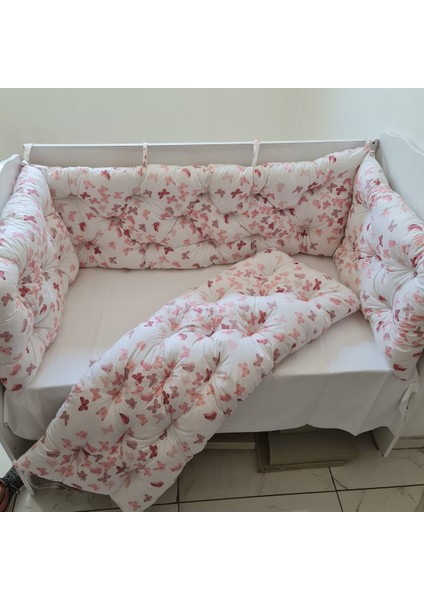 70X140 Beşik Uyumlu 4 Parça Beşik Kenar Koruma Takımı – %100 Pamuk – Yıkanabilir