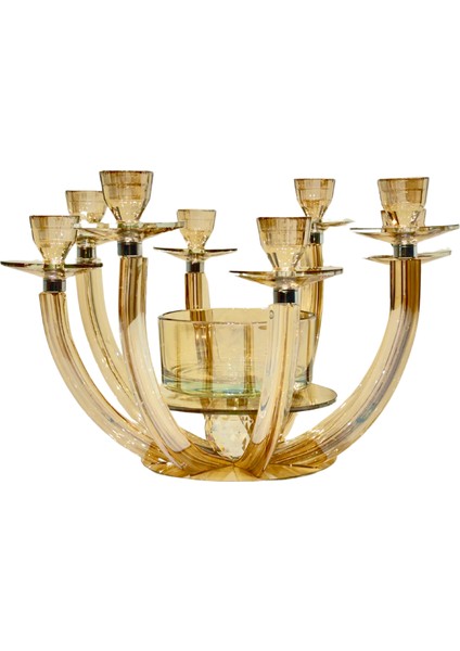 Şampanya 8 Kollu Kristal Şamdan