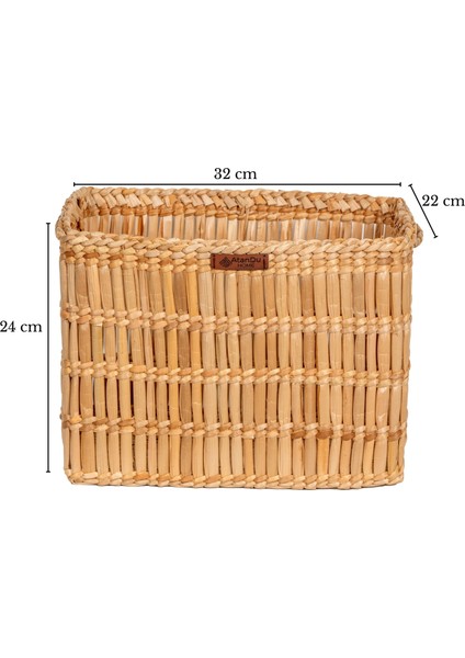%100 El Yapımı Doğal Hasır Dikdörtgen Kulplu Organizer Sepet | 32X22X24 cm | Kitap & Oyuncak Kutusu | Dekoratif Çok Amaçlı Kutulama indirimleri