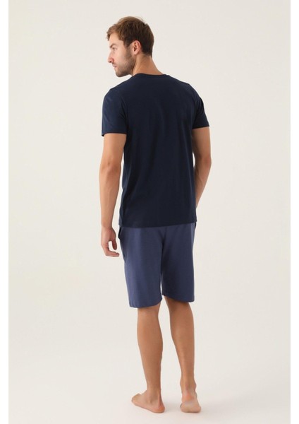 Erkek Lacivert Bermuda Pijama Takımı 2995 modelleri