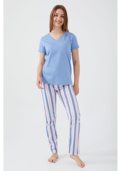 Pamuklu Kısa Kollu Kadın Pijama Takımı V11