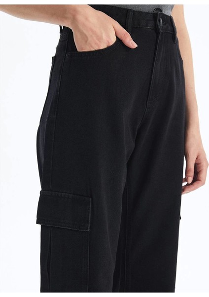 Kargo Cep Jeans Pantolon Siyah
