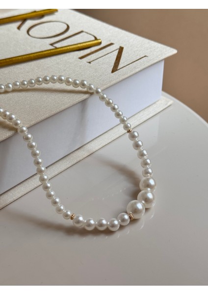 Büyük Boy Inci Detaylı Zarif Kadın Kolye – Altın Ara Parçalı fırsatları