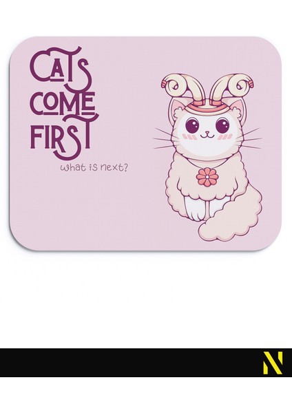 Sevimli Kediler Burç Temalı Koç Burcu Desenli Ergonomik Mouse Pad - 23 cm x 19 cm - Kaydırmaz Taban Ev ve Ofis Kullanımı Için Ideal Fare Altlığı Mousepad