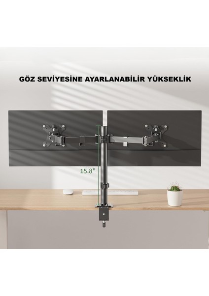 Çift Kollu Monitör Standı – Ayarlanabilir Ergonomik Vesa Monitör Kolu
