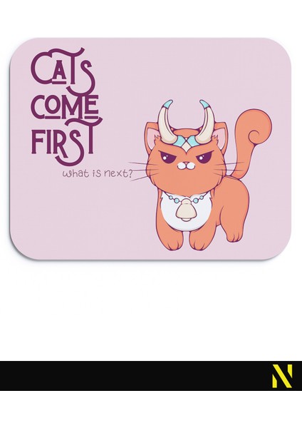 Sevimli Kediler Burç Temalı Boğa Burcu Desenli Ergonomik Mouse Pad - 23 cm x 19 cm - Kaydırmaz Taban Ev ve Ofis Kullanımı Için Ideal Fare Altlığı Mousepad
