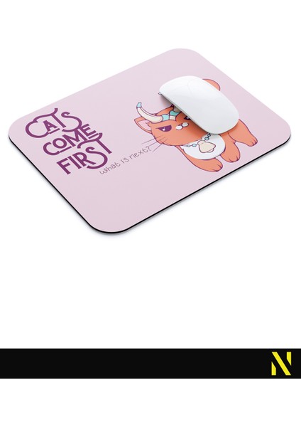 Sevimli Kediler Burç Temalı Boğa Burcu Desenli Ergonomik Mouse Pad - 23 cm x 19 cm - Kaydırmaz Taban Ev ve Ofis Kullanımı Için Ideal Fare Altlığı Mousepad