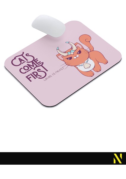 Sevimli Kediler Burç Temalı Boğa Burcu Desenli Ergonomik Mouse Pad - 23 cm x 19 cm - Kaydırmaz Taban Ev ve Ofis Kullanımı Için Ideal Fare Altlığı Mousepad