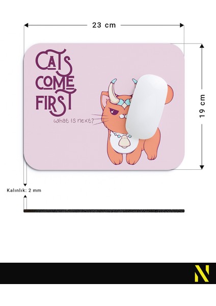 Sevimli Kediler Burç Temalı Boğa Burcu Desenli Ergonomik Mouse Pad - 23 cm x 19 cm - Kaydırmaz Taban Ev ve Ofis Kullanımı Için Ideal Fare Altlığı Mousepad