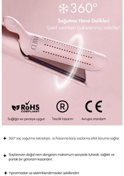 Air Duo Grande- 2'si1 Saç Düzleştirici/ Maşa -Siyah -Titanyum Plaka fırsatları