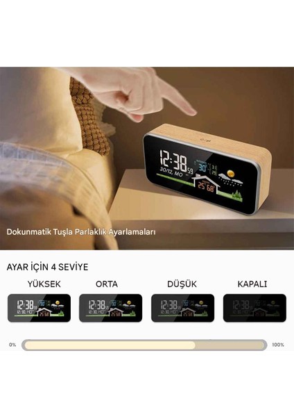 Dijital Saat Oda Termometre Sıcaklık ve Nem Ölçer Masa Saati Alarm Kurma