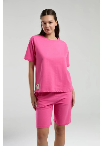 %100 Pamuk Pembe Bermuda Takım S