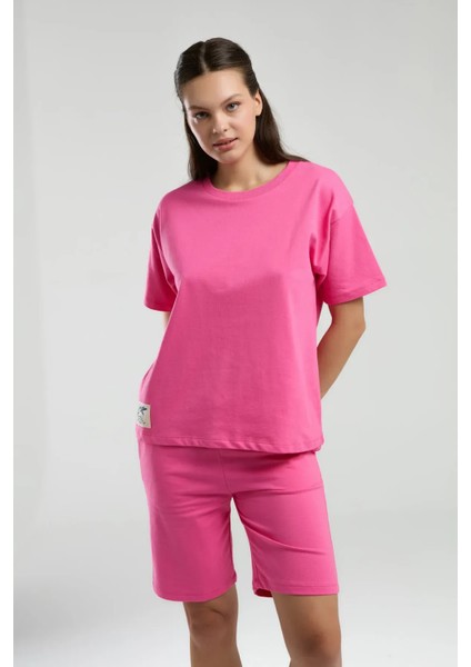 %100 Pamuk Pembe Bermuda Takım S