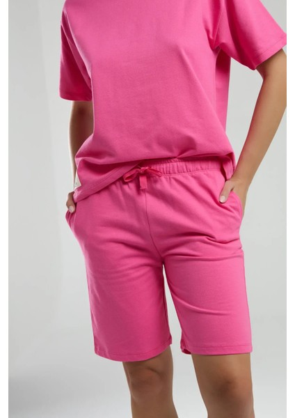 %100 Pamuk Pembe Bermuda Takım S