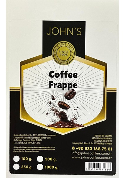 Kahveli Frappe 250 gr fiyatları