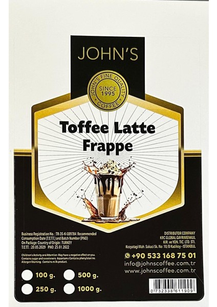 Toffee Latte Frappe 250 gr fiyatları