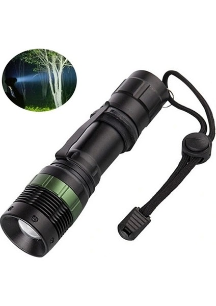 Ultra Güçlü 3 Modlu Metal Şarjlı El Feneri Cree T6 800 Metre + Şarjlı Pil (5047)