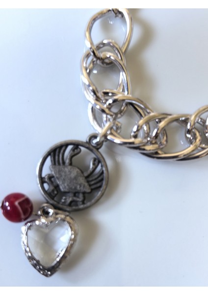 Aksesuar Bileklik Yengeç Burcu Nikel Rengi Bileklik