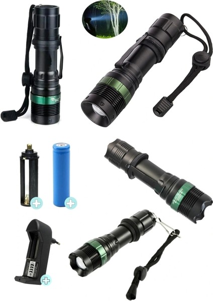 Ultra Güçlü 3 Modlu Metal Şarjlı El Feneri Cree T6 800 Metre + Şarjlı Pil (5047) modelleri