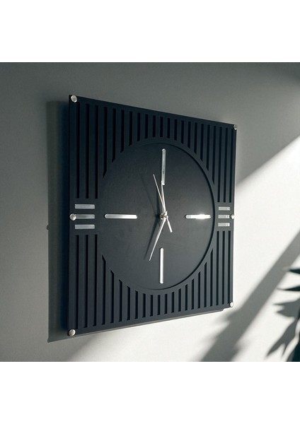 40X40 cm Modern Siyah Ahşap Duvar Saati – Sessiz Akar Mekanizmalı Şık Tasarım