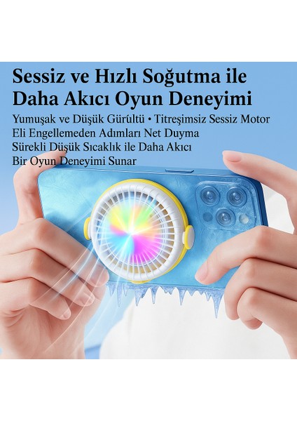 A02 Ultra Kaliteli Klimalı Telefon Sogutucu Magsafe- Mandallı Aliminyum Rgb Işıklı