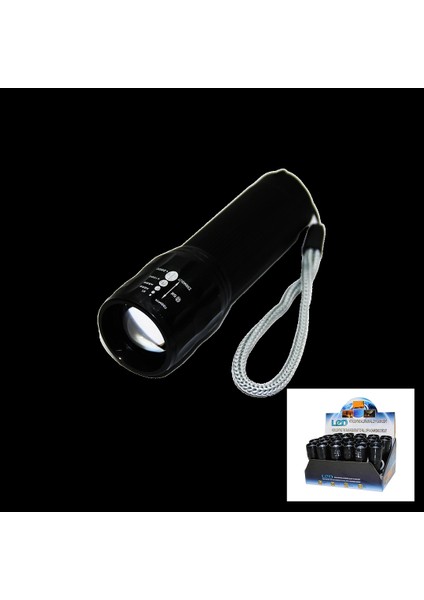 LED Gold Orıon Hıghlıghtıng Aluminum Flashlight Pilli Zoomlu El Feneri Metal Kasa (5047)