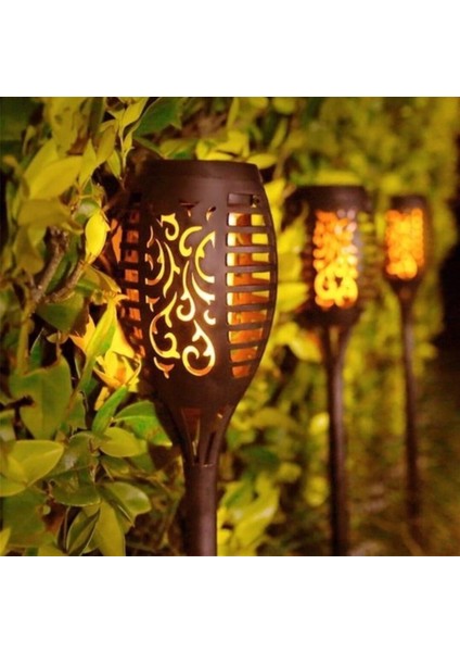 12 Ledli Alev Efektli Güneş Enerjili Solar Saplama Bahçe Dış Mekan
