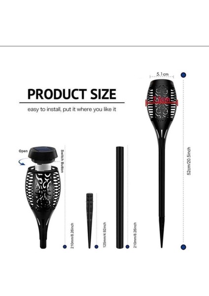 12 Ledli Alev Efektli Güneş Enerjili Solar Saplama Bahçe Dış Mekan modelleri