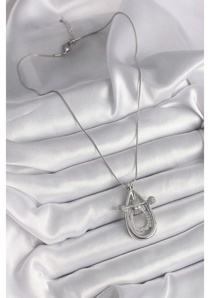 316L Çelik Gümüş Renk Zirkon Taşlı Damla Model Kadın Kolye fiyatları