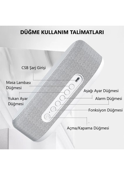 4'ü 1 Arada Kablosuz Hızlı Şarjlı Saatli Alarm Işıklı Masa Üstü LED Ekran 3 Kademeli Parlaklık