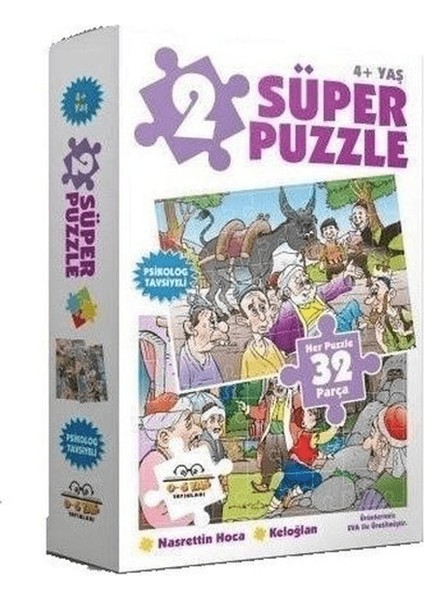 2 Süper Puzzle Nasrettin Hoca-Keloğlan 32 Parça