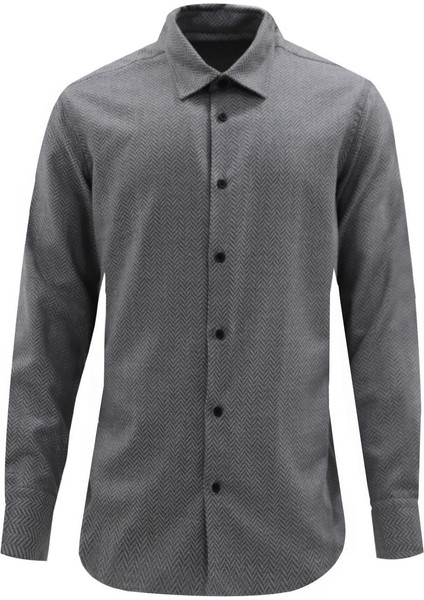 Gri Comfort Fit Gömlek Ceket