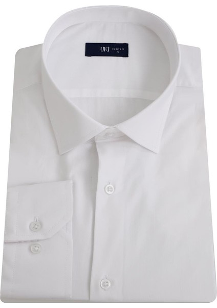 Beyaz Comfort Fit Uzun Kol Gömlek