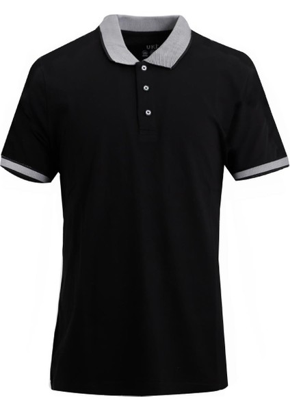 Siyah Comfort Fit Polo Yaka Pike T-Shirt