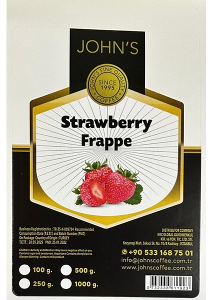 Çilekli Frappe 250 gr fiyatları