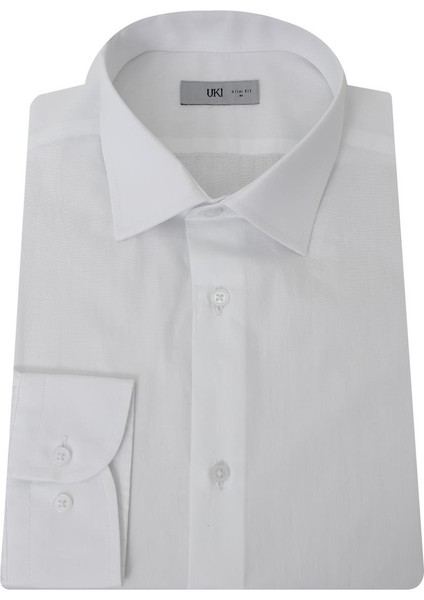 Beyaz Slim Fit Uzun Kol Gömlek