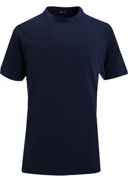 Lacivert Comfort Fit Bisiklet Yaka Basic T-Shirt