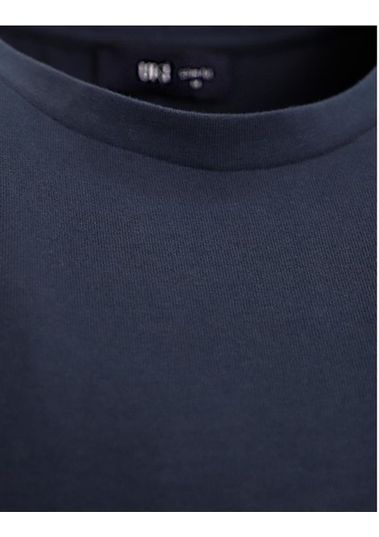 Lacivert Comfort Fit Bisiklet Yaka Basic T-Shirt modelleri