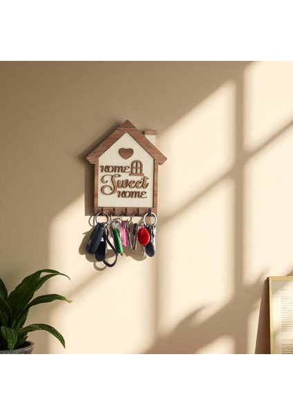 Ahşap Anahtar Askılığı – "home Sweet Home" Tasarımlı Duvar Tipi Anahtarlık (20X17CM) fiyatları