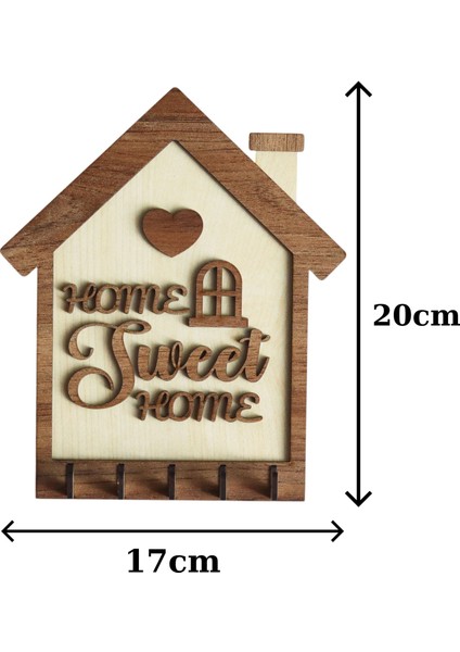 Ahşap Anahtar Askılığı – "home Sweet Home" Tasarımlı Duvar Tipi Anahtarlık (20X17CM) modelleri