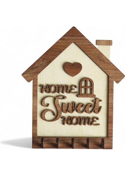 Ahşap Anahtar Askılığı – "home Sweet Home" Tasarımlı Duvar Tipi Anahtarlık (20X17CM) indirimleri