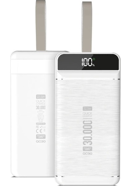 QC30 30000 Mah 3 USB Dijital Ekran Powerbank (5047)