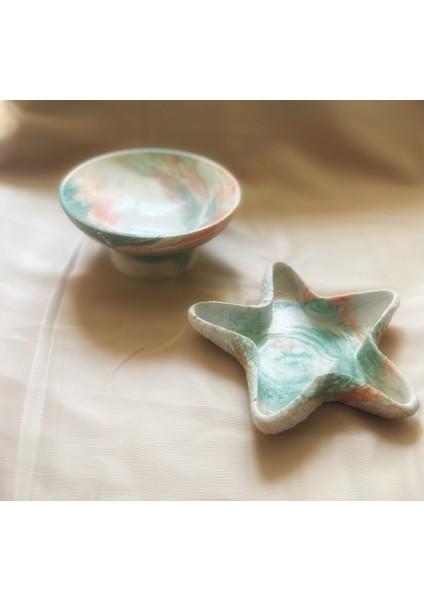 2 Parça Deniz Yıldızı ve Ayaklı Takı Kasesi Set