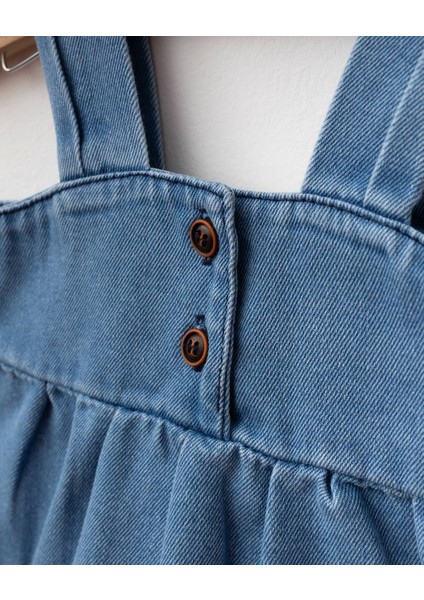 Püsküllü Kız Bebek Kot Jile Elbise %100 Pamuk Likralı Ribana Balon Bluz Jean Takım fırsatları